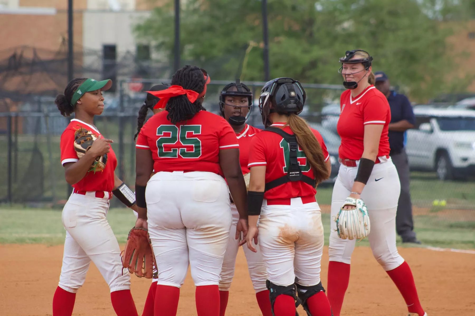 MVSU softball team gathered in the circle