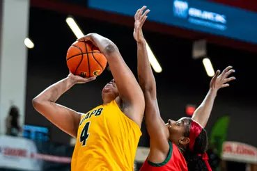MVSU defender contesting a shot