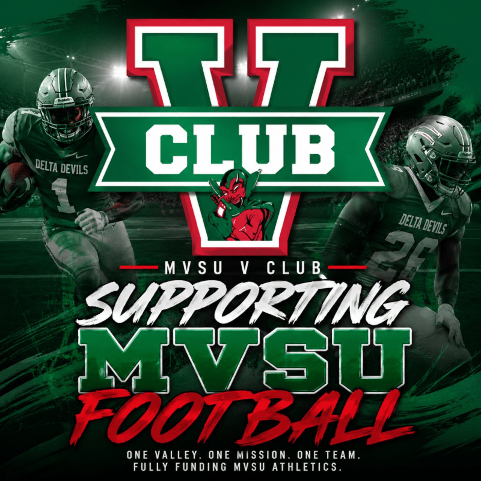 V Club campaign graphic: Supporting MVSU Football