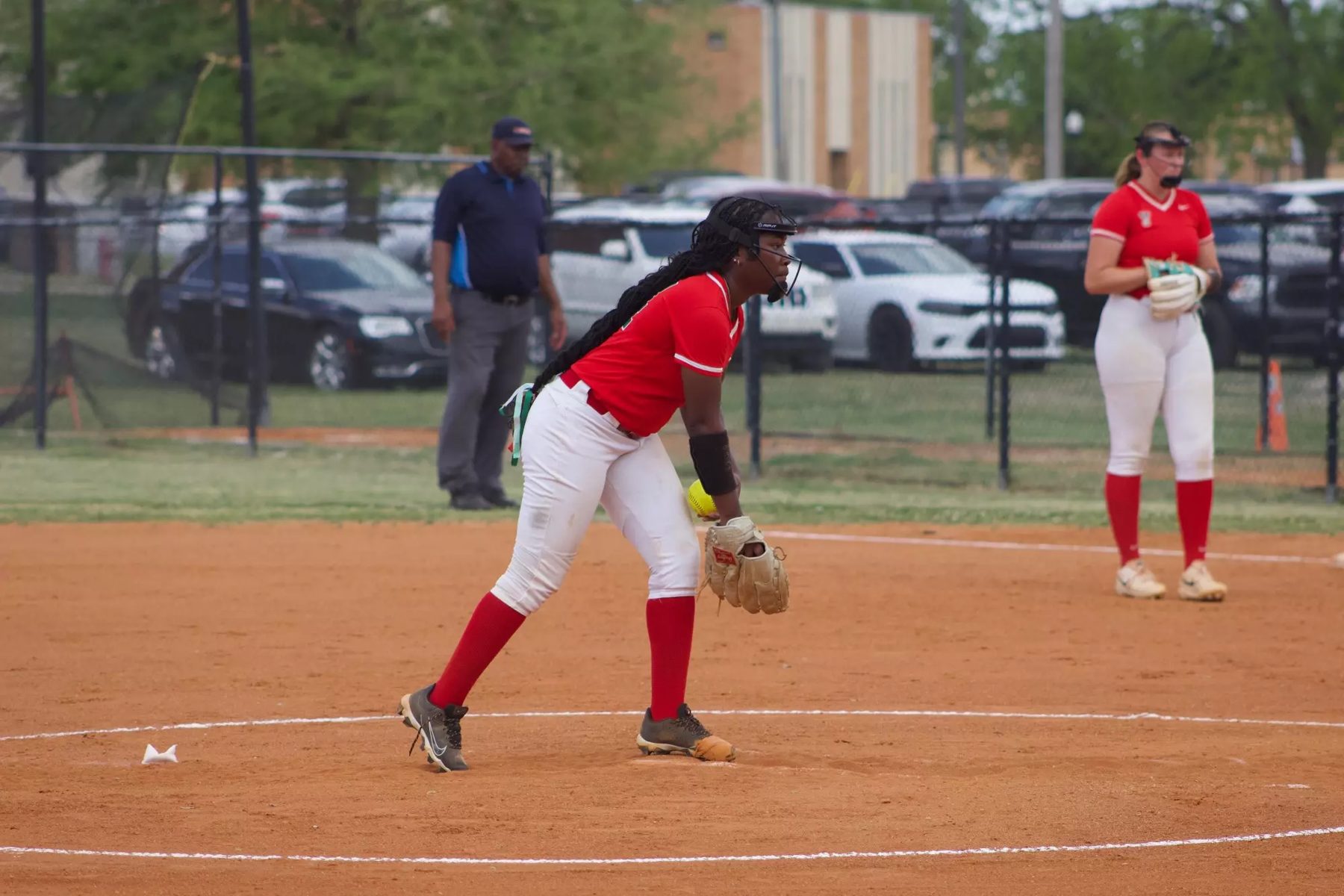 MVSU softball fielder ready at her position