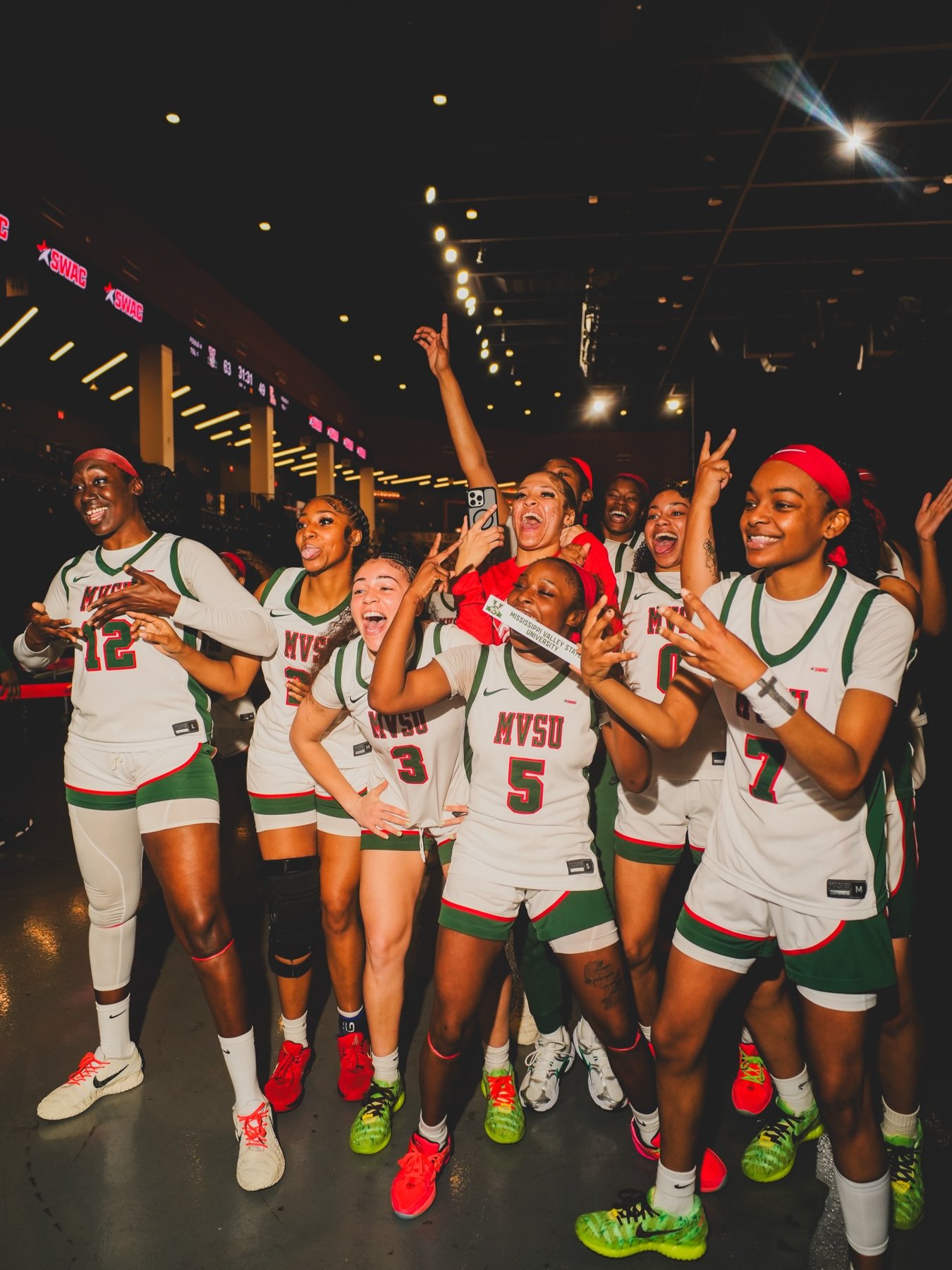 MVSU women's basketball team celebrating