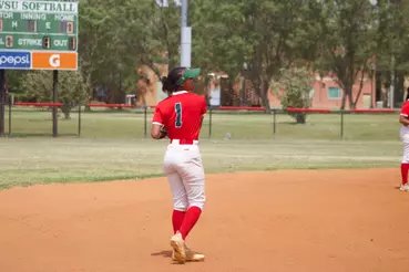 MVSU softball player in the field
