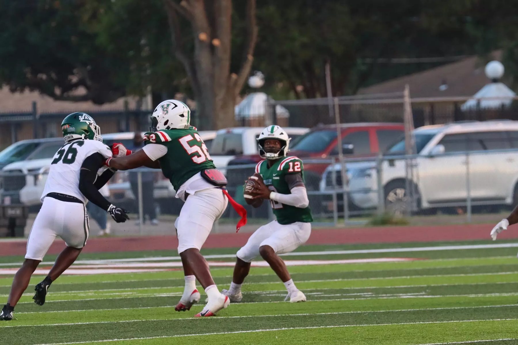 MVSU quarterback dropping back to pass